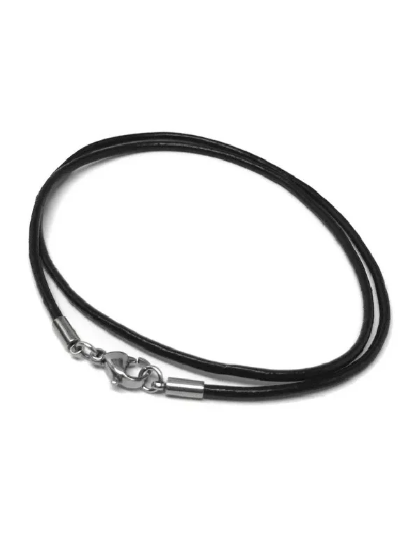 silver Celtic knot necklace Black Leather Cord Necklace