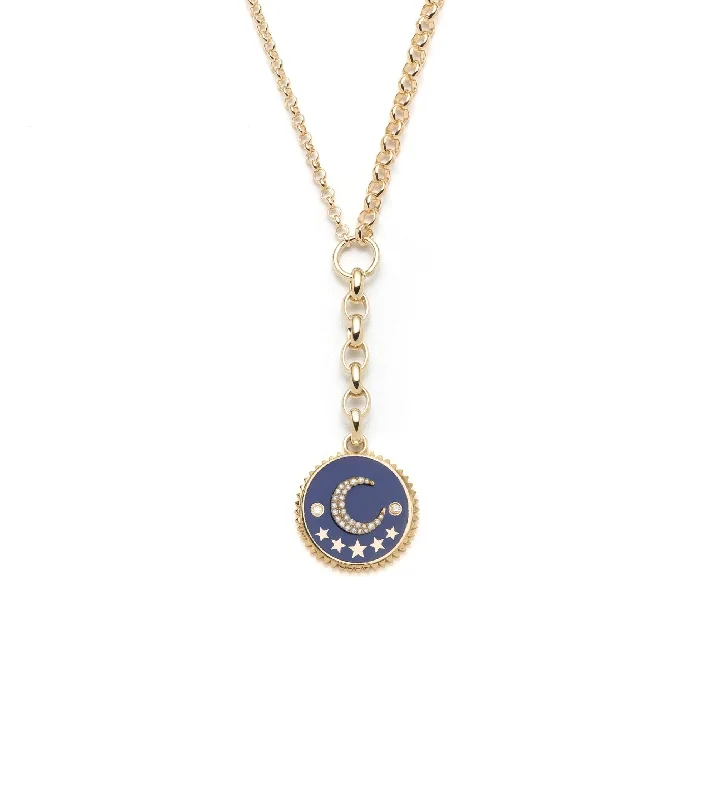 modern geometric drop earrings Blue Crescent : Champleve Medium Mixed Belcher Extension Chain Necklace