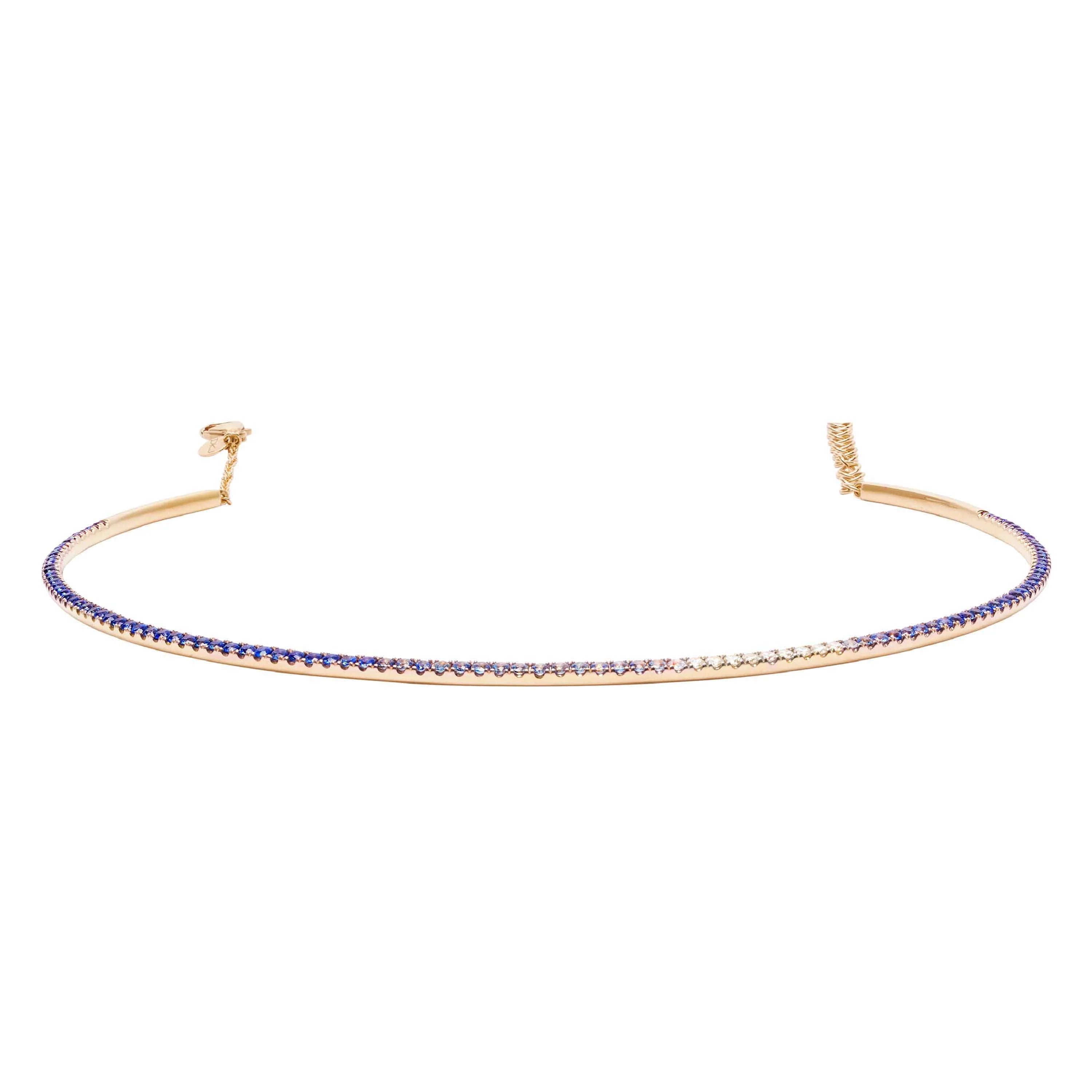 cubic zirconia tennis necklace Blue Ombre Choker