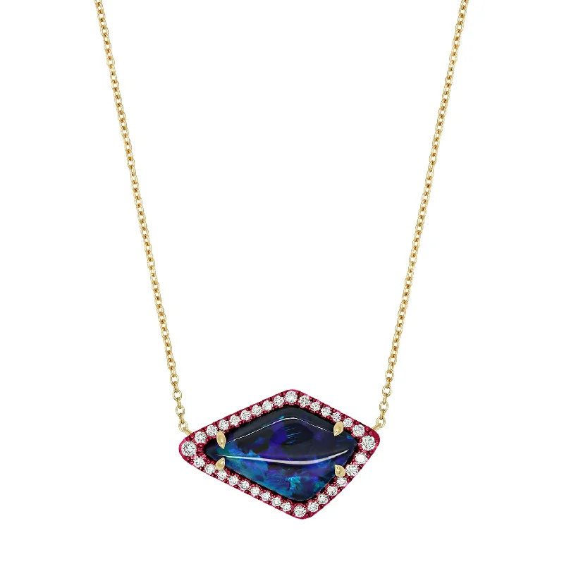rose gold cubic zirconia earrings Boulder Opal Rhombus Necklace