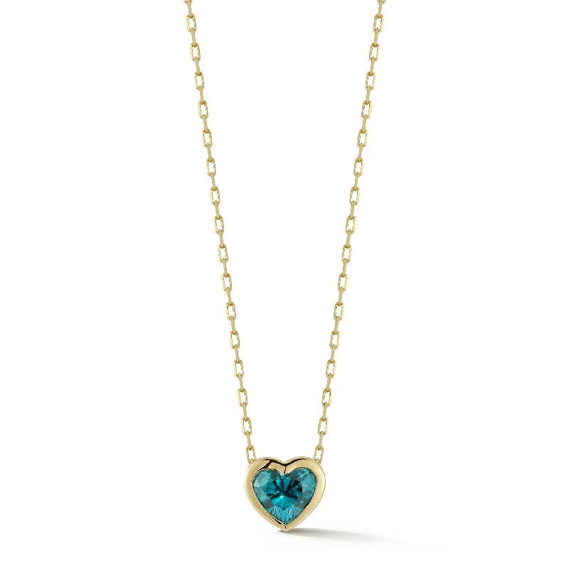 braided wedding ring men Blue Zircon Heart Pendant