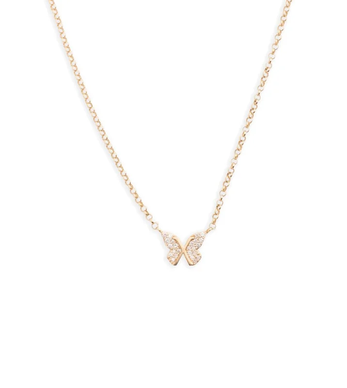 classic gold cuff bracelet Butterfly - Reverie : Small Pave Diamond Stationary Necklace