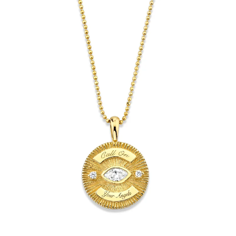 vintage-style garnet ring Call On Your Angels Diamond Angel Eye Coin Necklace