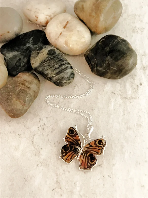 simple crescent moon ring Carved Amber Butterfly Necklace