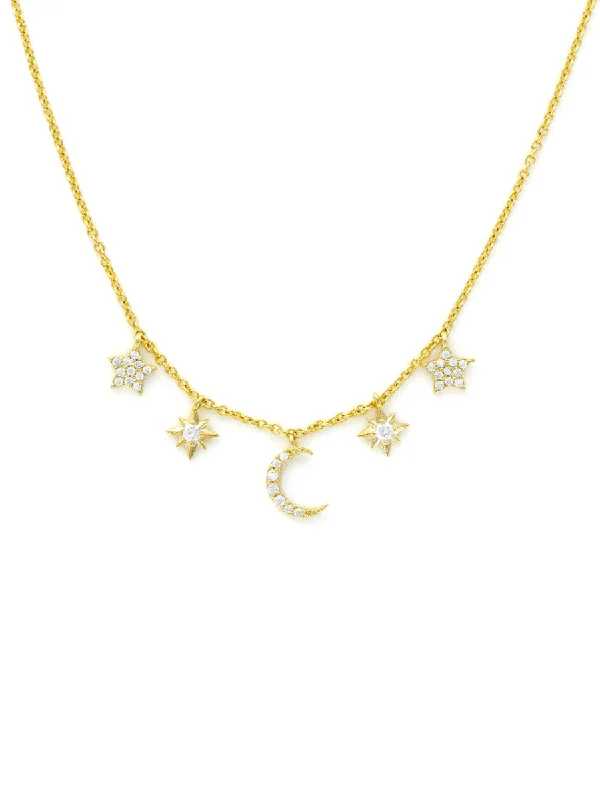 thin gold wedding band women Celestial Charm Necklace