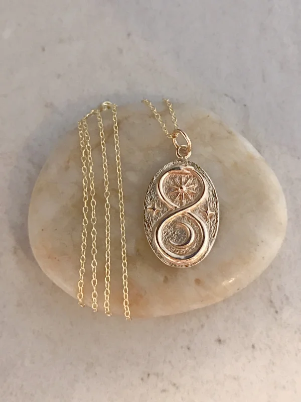 solid gold stacking rings set Bronze Celestial Ouroboros Necklace