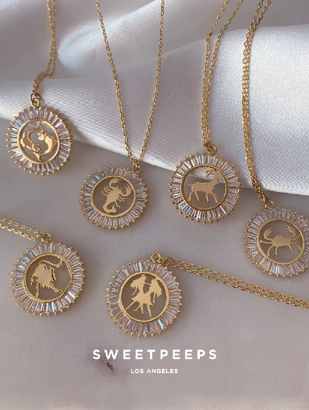 silver moon phase pendant Child Of The Moon Horoscope Necklace