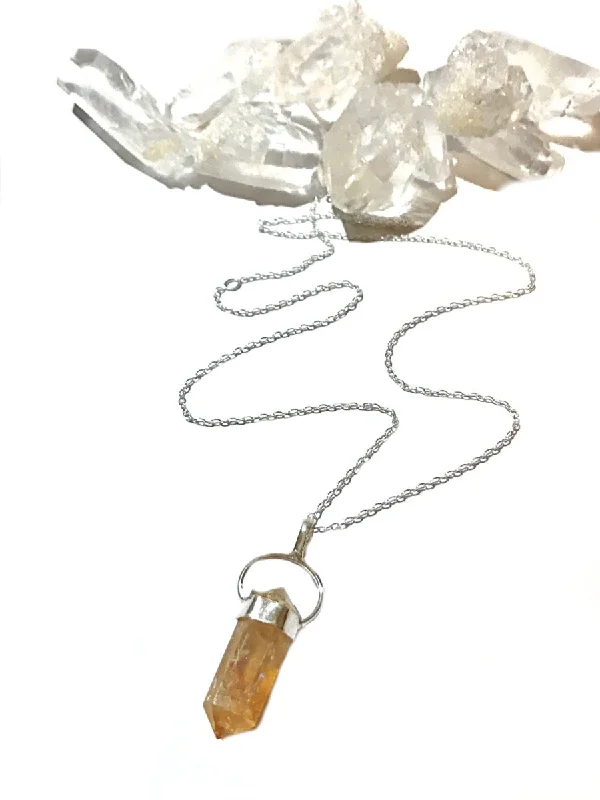 sterling silver infinity bracelet Citrine Crystal Point Necklace