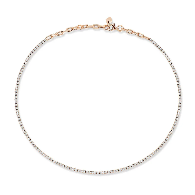 personalized gemstone pendant necklace Classic 18K Rose Gold Diamond Tennis Necklace