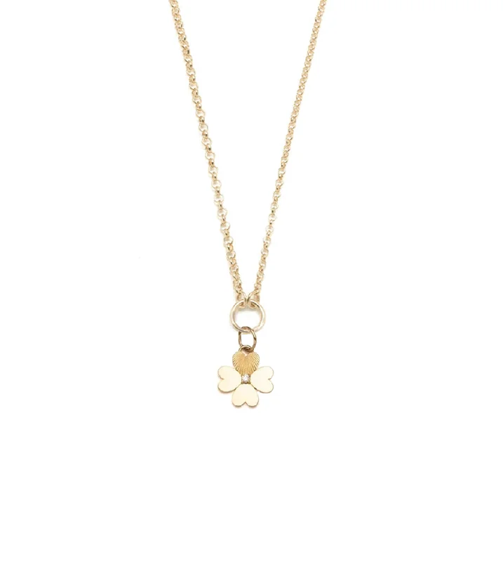 personalized gold bar necklace Four Heart Clover : Engravable Miniature Medallion Fine Belcher Necklace