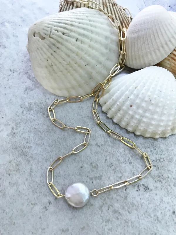handmade gemstone anklet boho Coin Pearl & Link Chain Necklace