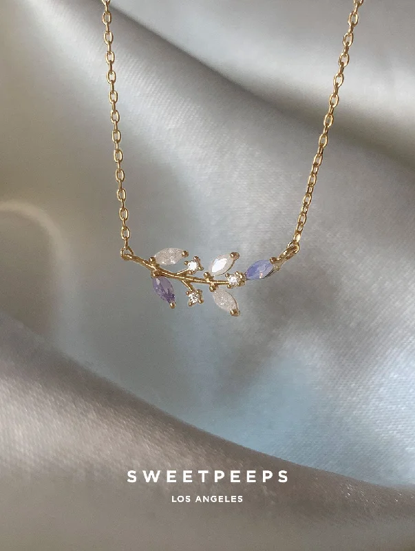 adjustable infinity charm bracelet Pastel Purple Leaf Necklace