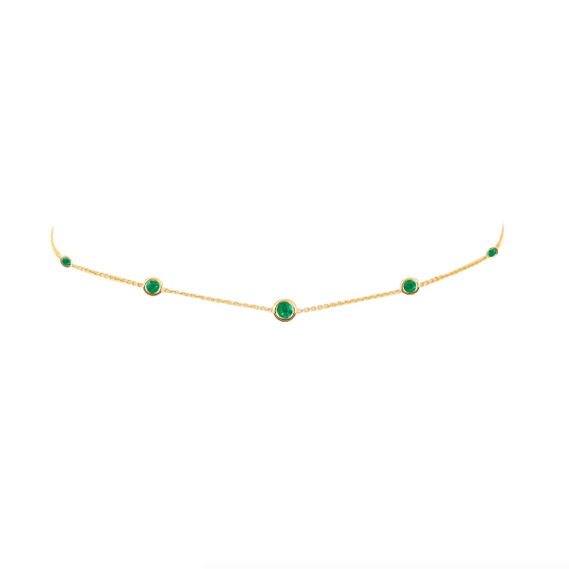 dainty gold chain ring 5 Emerald Orbit Bezel Choker