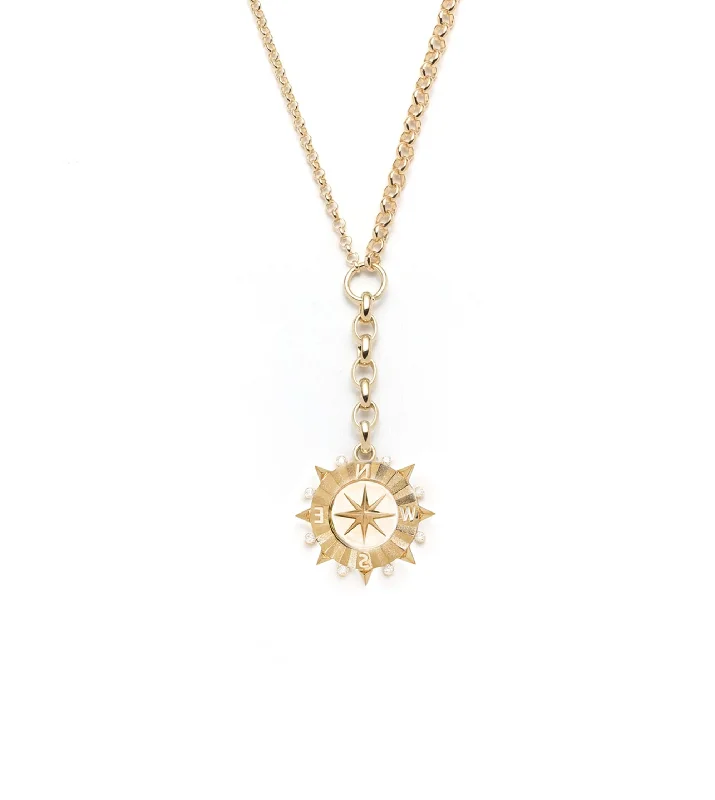 sparkling diamond drop earrings Internal Compass : Medium Mixed Belcher Extension Chain Necklace