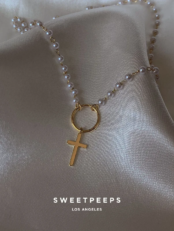 personalized ring with name Courtney Circle Cross Necklace
