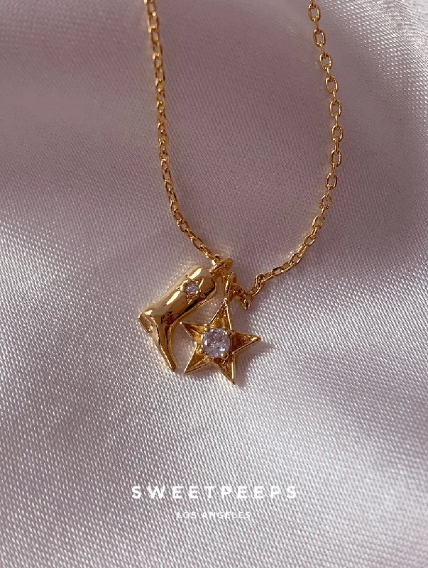 vintage Victorian brooch pin Cowgirl Star Charm Necklace