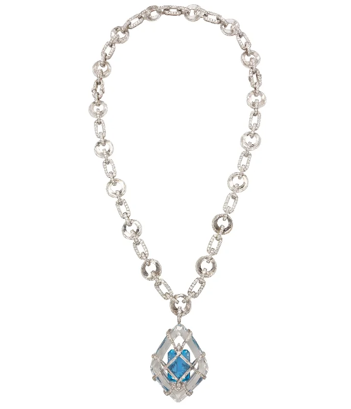 statement gemstone necklace handmade Crystal Link Necklace
