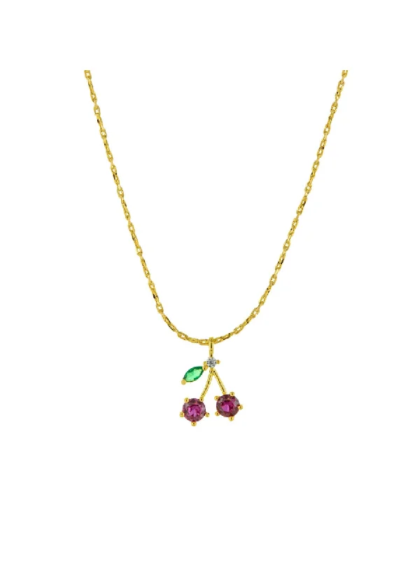 handmade lava stone bracelet CZ Cherry Necklace