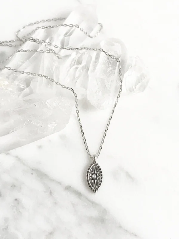 unique tribal silver ring CZ Star Marquis Necklace