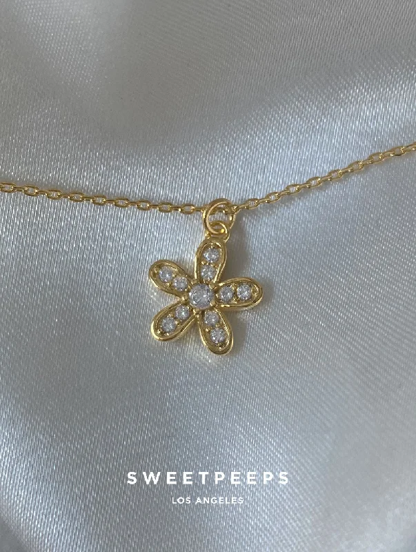 minimalist cubic zirconia earrings Daisy Girl Necklace
