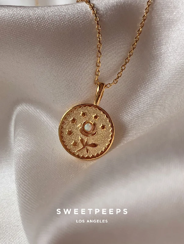 personalized initial ring stackable Debossed Rose Necklace