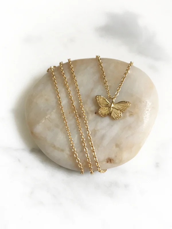 unique gemstone necklace handmade Detailed Butterfly Charm Necklace