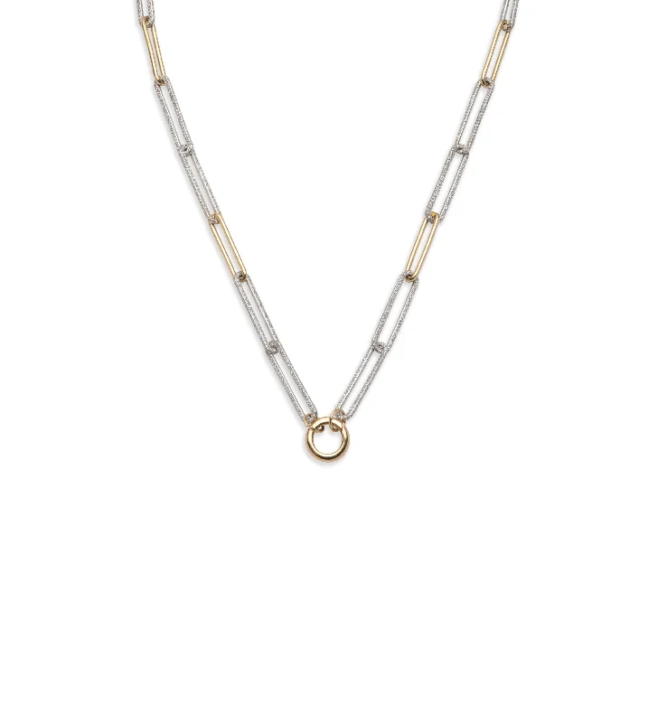 men’s hammered titanium ring Diamond Link Open Chain with Chubby Annex Link