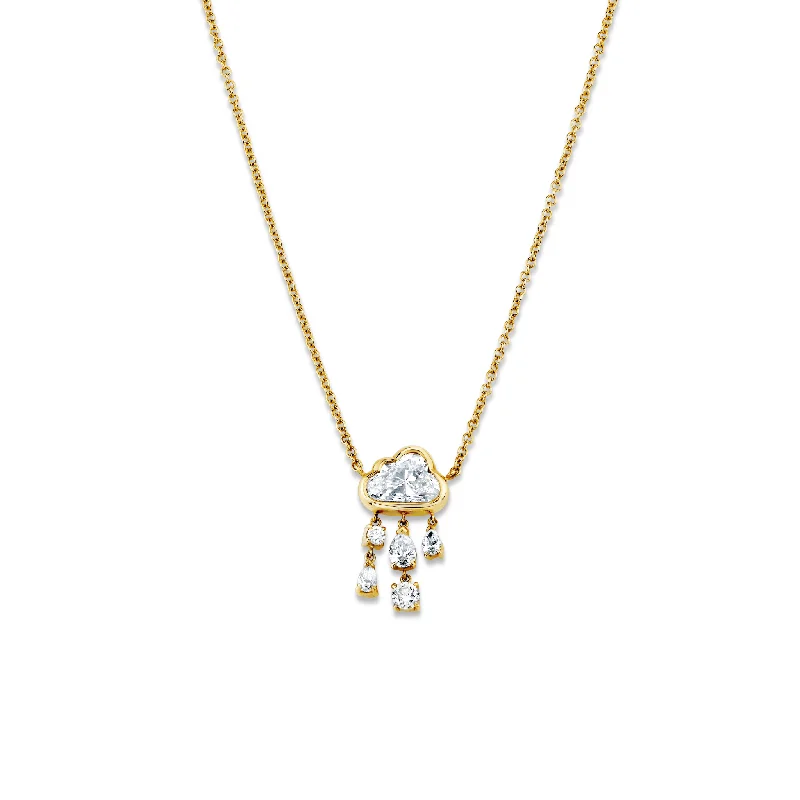 solid gold disc charm bracelet Diamond Rain Cloud Necklace
