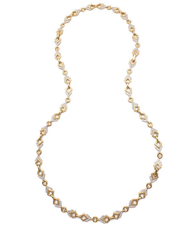 sterling silver braided ring Double Diamond Necklace, 18K Gold