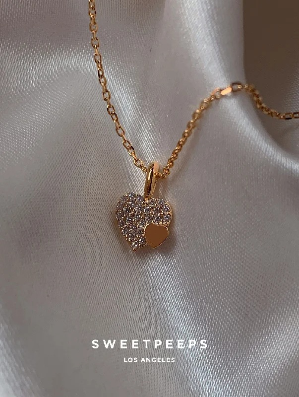 cubic zirconia stud earrings classic Double Heart Diamond Necklace