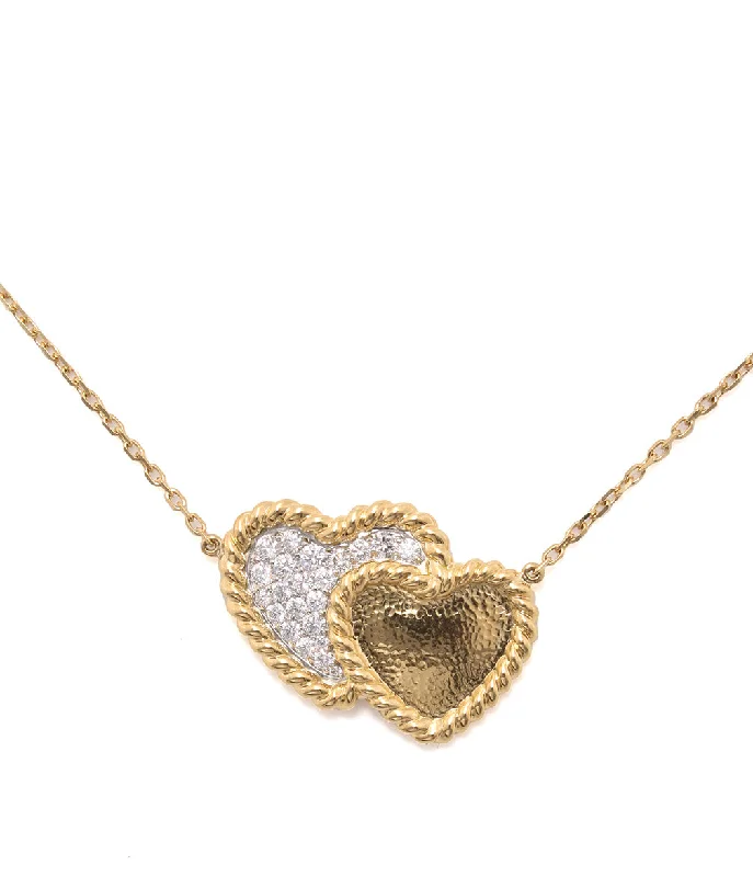 elegant aquamarine drop earrings Double Heart Pendant Necklace