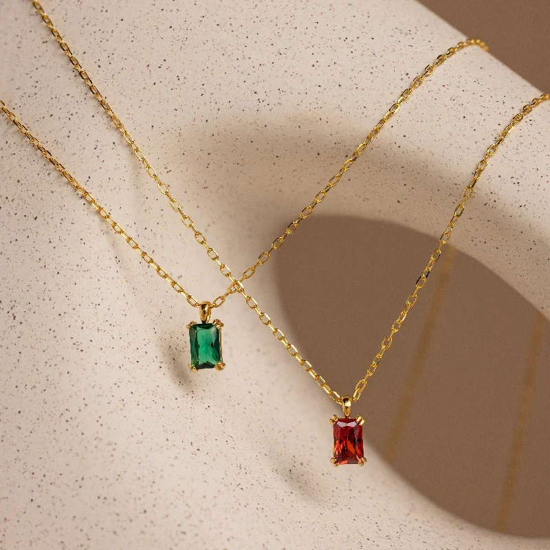 men’s hammered titanium ring Emerald Cut Birthstone Necklace