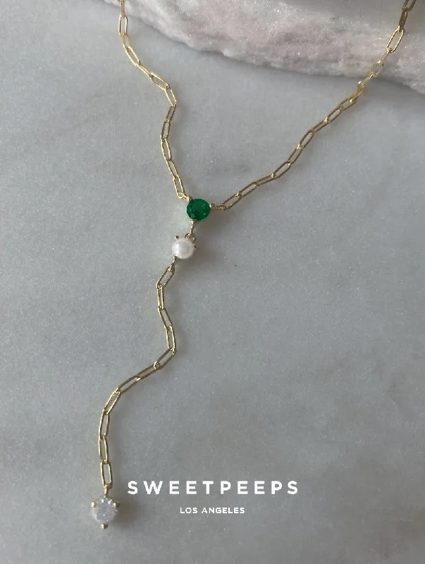 luxury diamond anniversary band Emerald Lariat Necklace