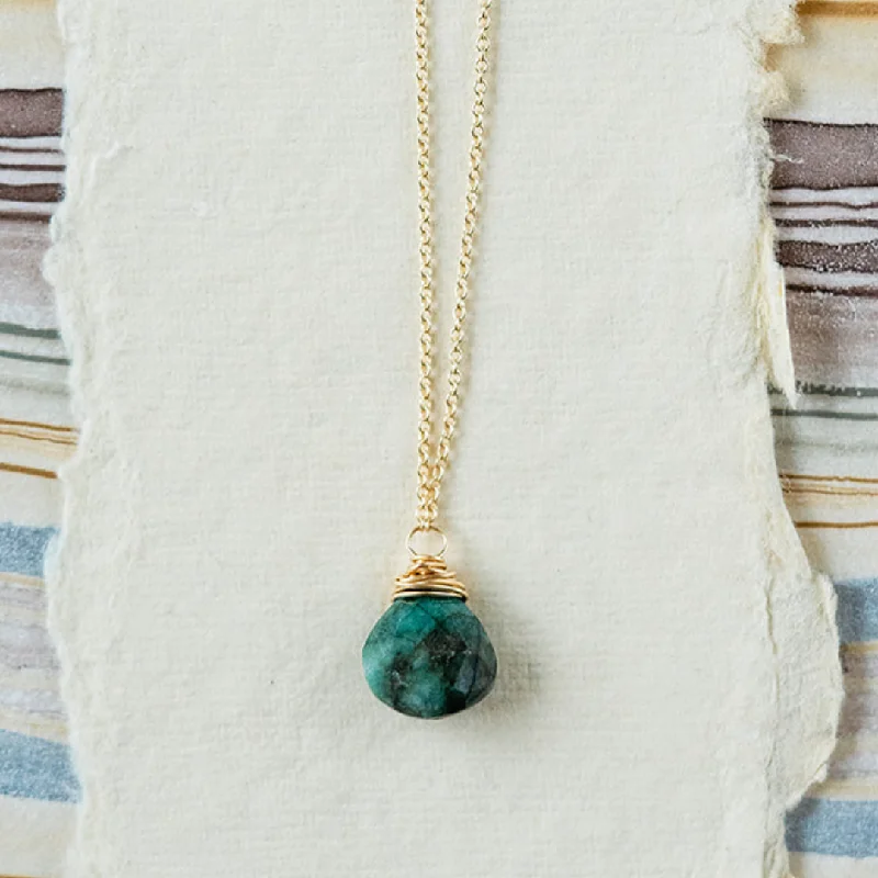 vintage-inspired gold locket Emerald Necklace