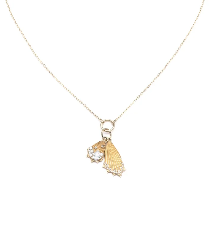 handcrafted gemstone drop earrings Encrusted Butterfly Wings : Miniature Medallion Necklace