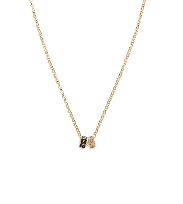 dainty gemstone chain bracelet Engravable & Black I Love U : Fine Belcher Necklace