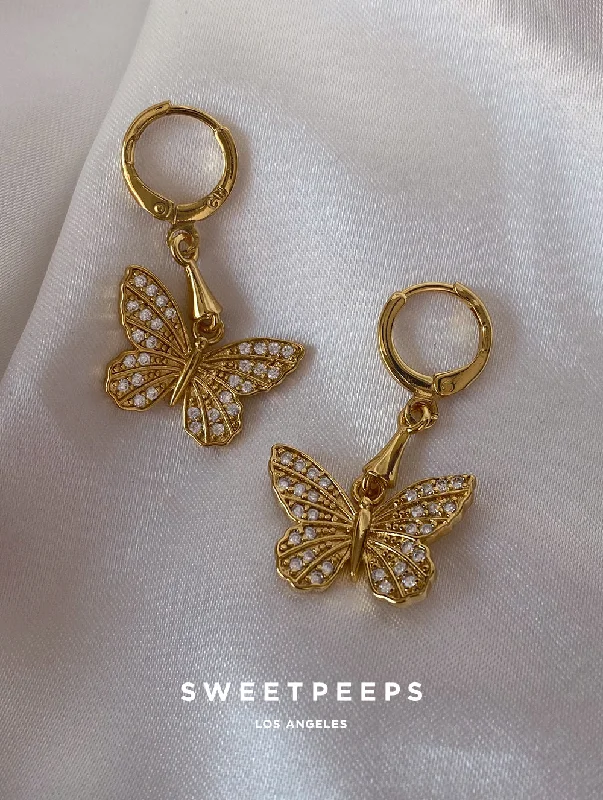 gold choker necklace simple Fairy Butterfly Hoops