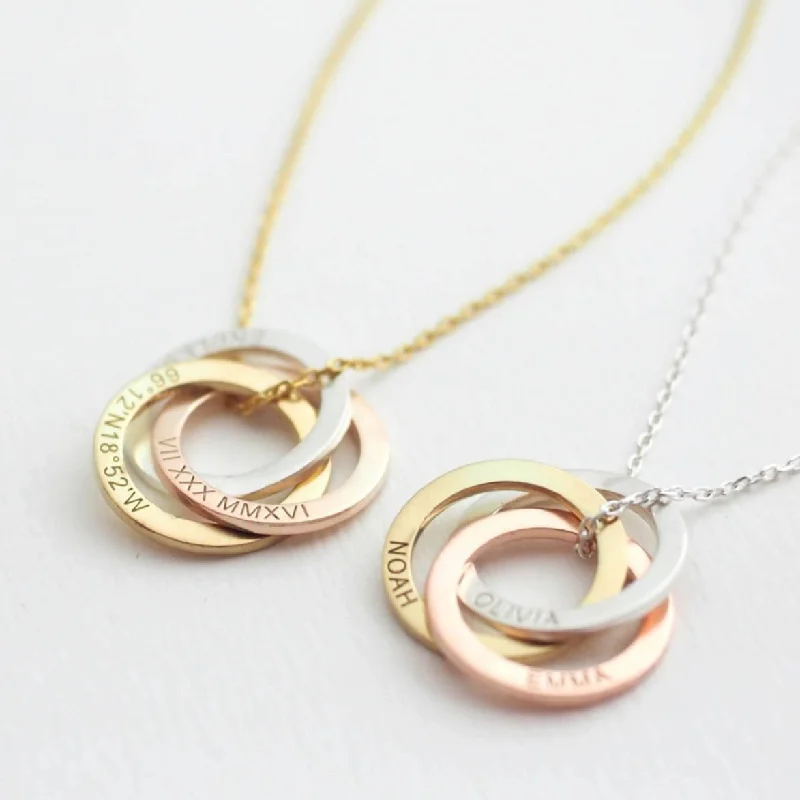 minimalist black diamond studs Interlocking Family Necklace