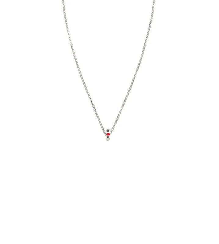 personalized zodiac birthstone necklace Internal Compass : Heart Beat Fine Belcher Chain Necklace White Gold