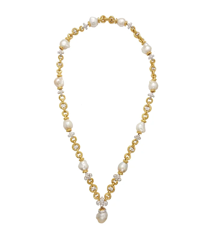 bold chunky cocktail ring Fleur De Lis South Sea Pearl Necklace