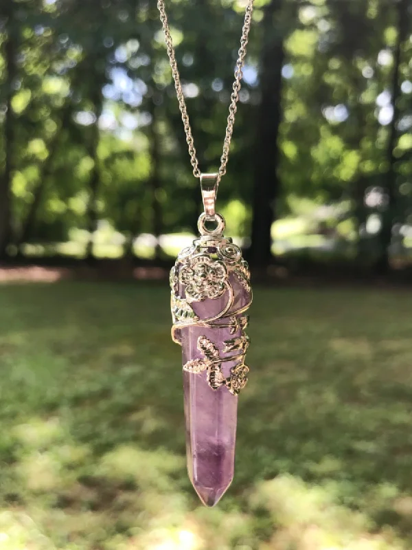 celestial star ring gold Floral Wrapped Crystal Necklace