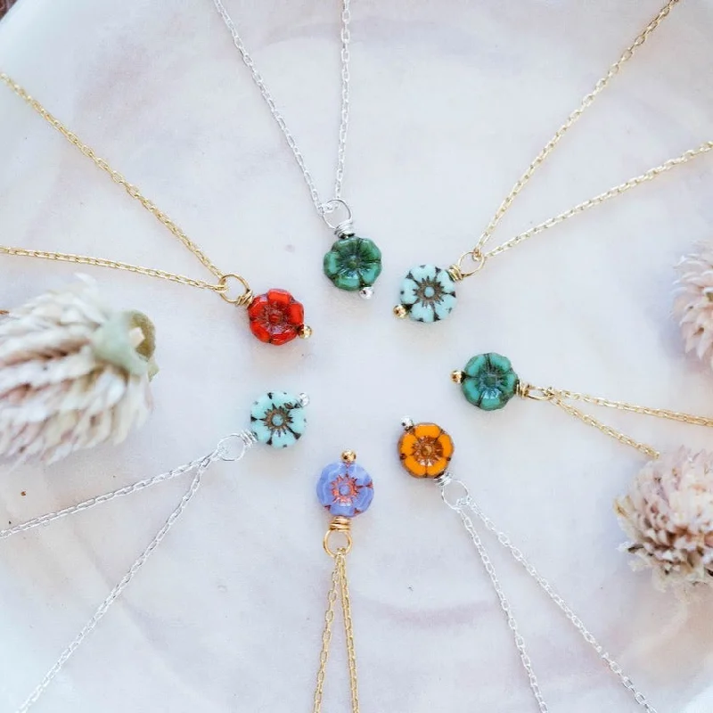 infinity necklace with birthstones Flower Power Dainty Flower Necklace