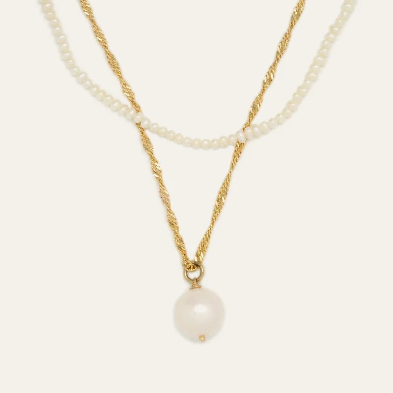 ethical lab-grown diamond ring Forever Pearl Necklace Stack