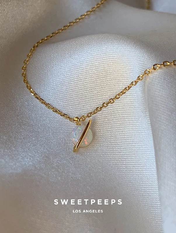 vintage lock and key necklace Galactica Tiny Opal Necklace