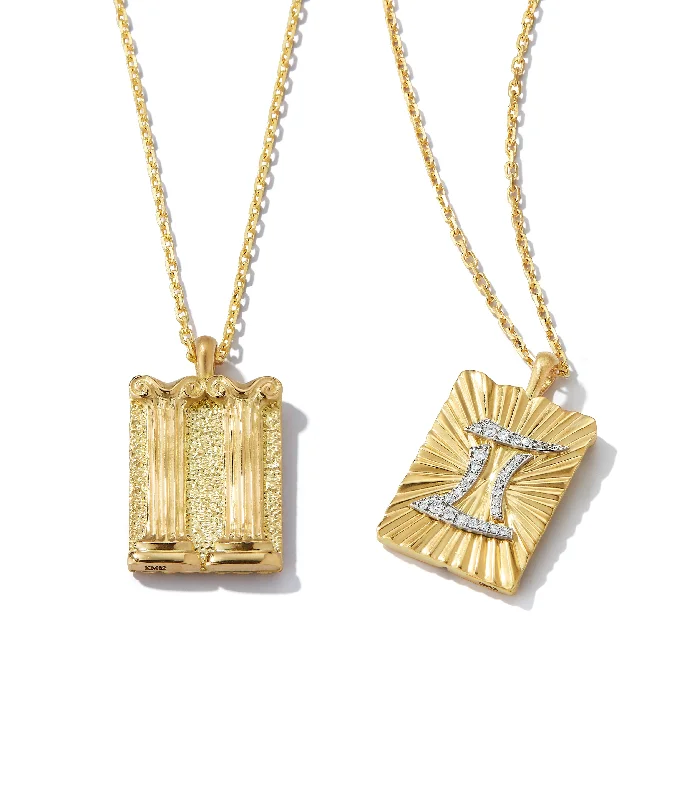 bold statement cuff bracelet Gemini Zodiac Pendant Necklace, Diamonds