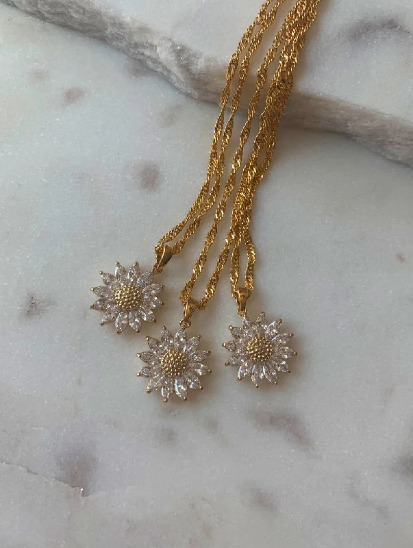 geometric diamond earrings gold Gold Filled Sunflower Necklace (NS)