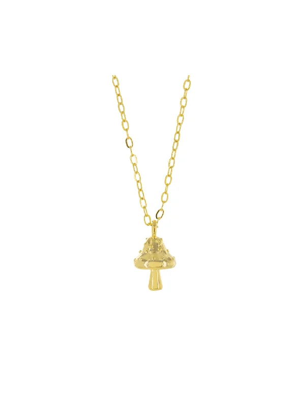 opal cluster ring unique Golden Mushroom Charm Necklace