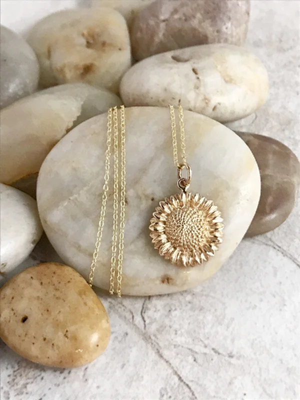 celestial astrology sign ring Bronze Golden Sunflower Necklace