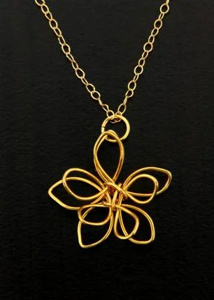 genuine ruby ring women Golden Wire Flower Necklace