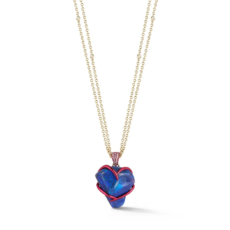 delicate angel wings necklace Graffiti Wraparound Heart Opal Pendant